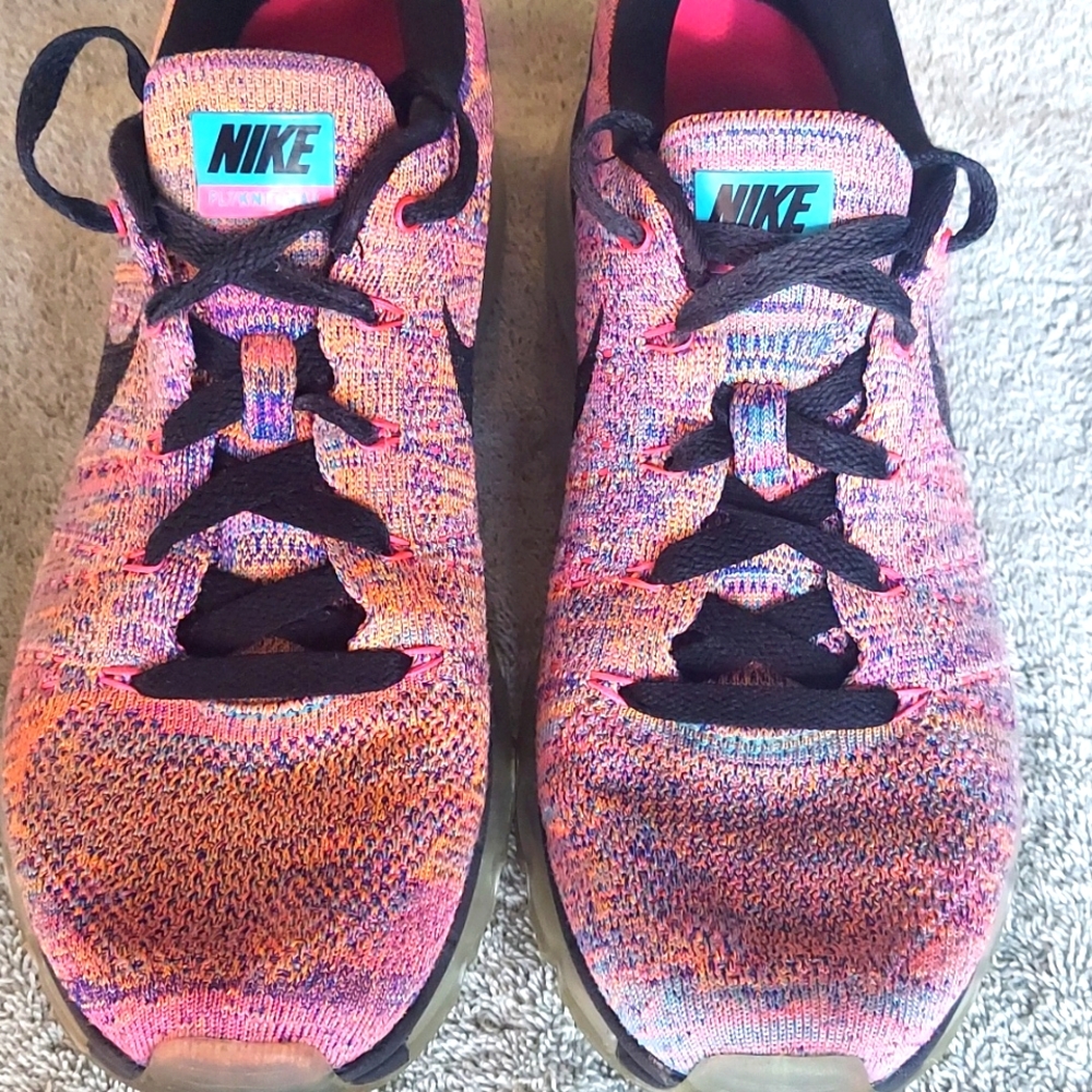 Nike Shoes Womens 8.5 Flyknit Air Max 620659-404 Chlorine Blue Pink Blast